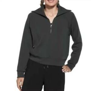 Spanx AirEssentials Half Zip Sweatshirt dark gray size medium side pocket’s